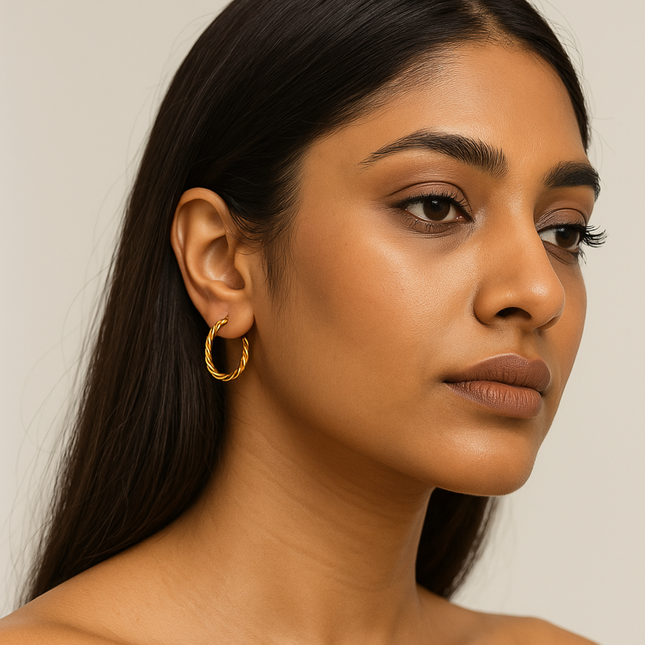 Twisted Gold Hoop Earrings