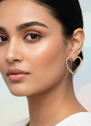 Rose Gold Hammered Heart Hoop Earrings By 2wist Designs