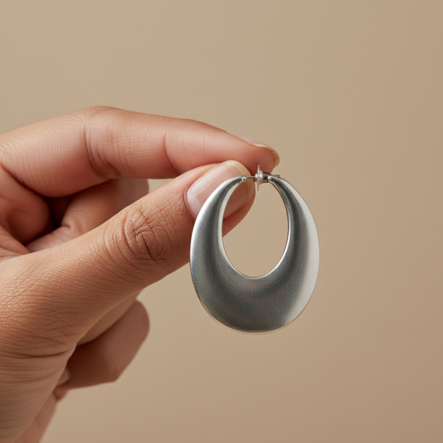 Silver Color Earrings Matte Resin Leather