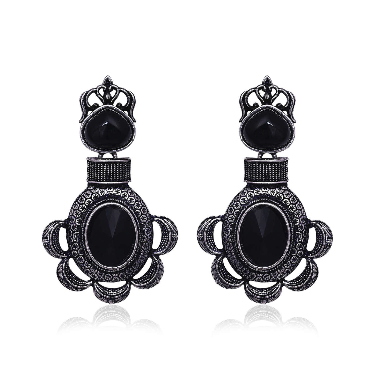 Black Stone Statement Earrings