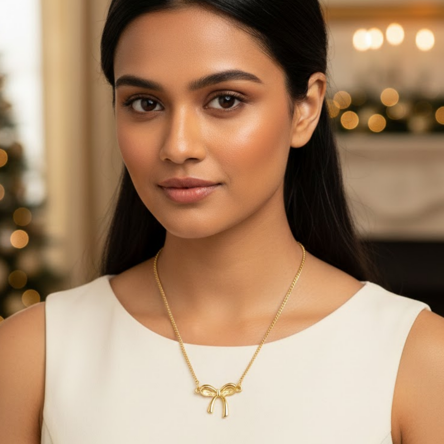 Bow Ribbon Charm Pendant Necklace