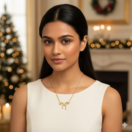 Bow Ribbon Charm Pendant Necklace