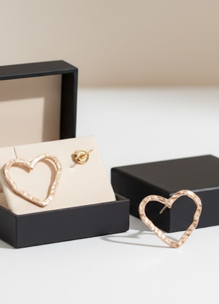 Rose Gold Hammered Heart Hoop Earrings By 2wist Designs