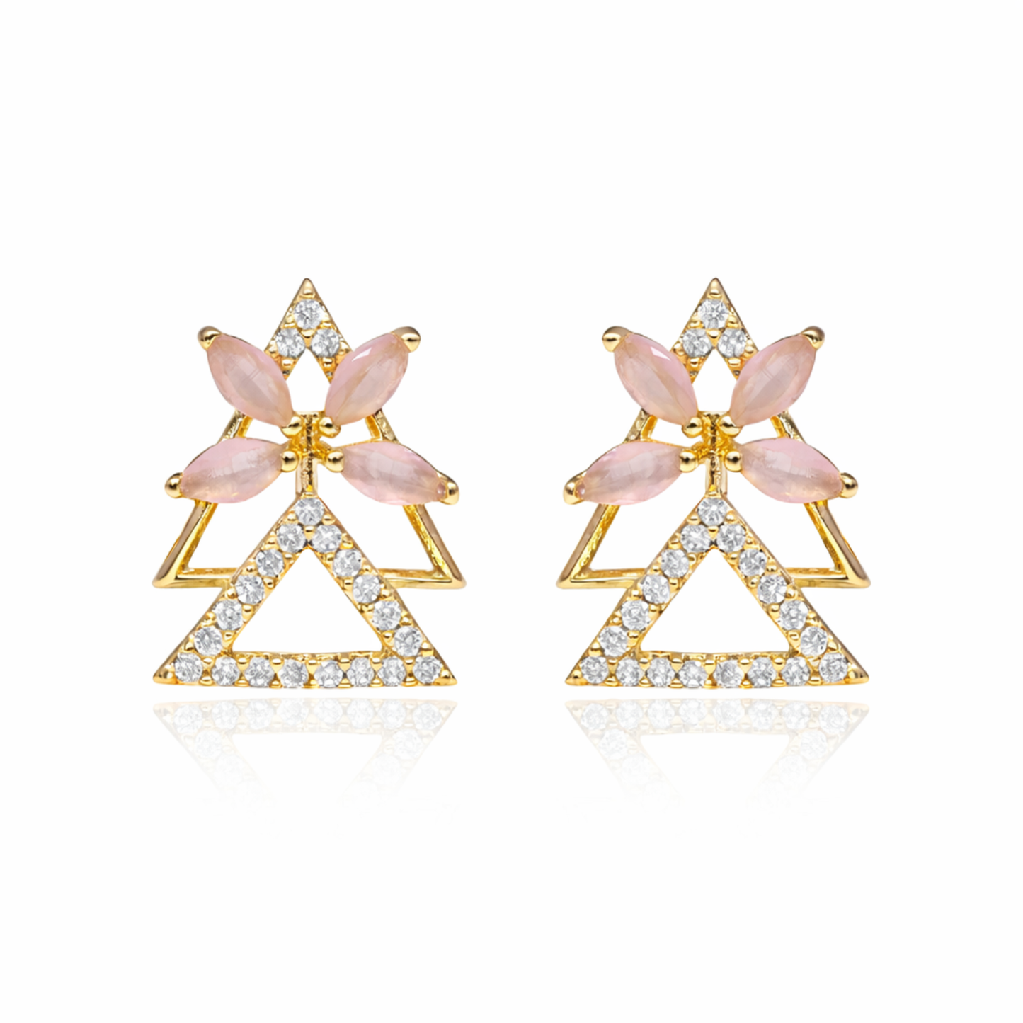 Peach Stone Floral Drop Earrings