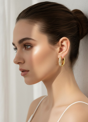 Gold Pave CZ Huggie Hoop Earrings By 2wist Designs