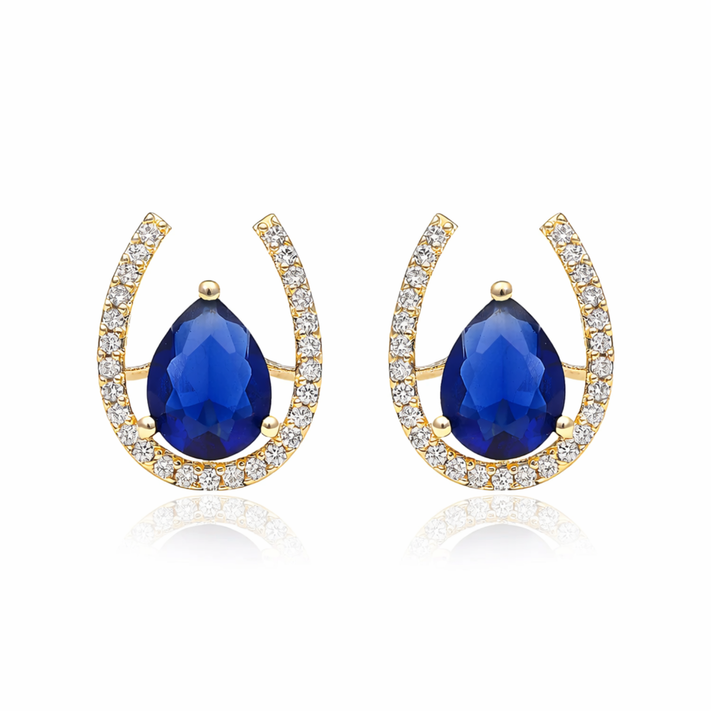 Pear Cut Sapphire CZ Stud Earrings