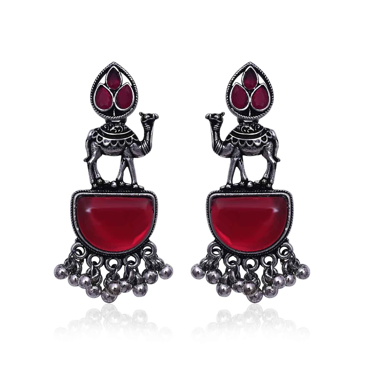 Enchanting Camel Maroon Stone Earrings