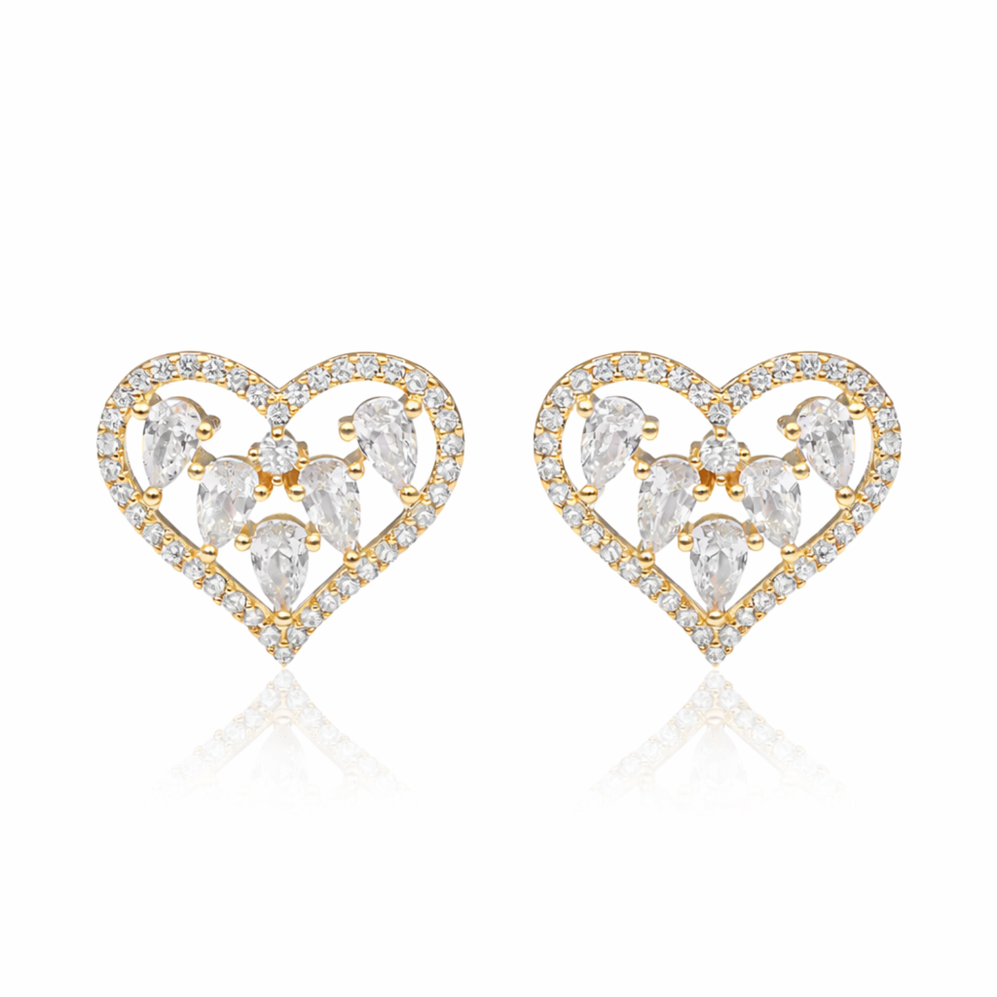 Heart Silhouette CZ Stud Earrings