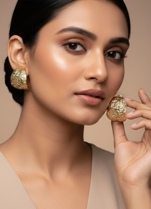 Chunky Textured Half Hoop Earrings By 2wist Designs