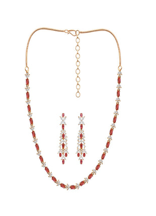 Crimson Pearl Bead Necklace Set By 2wist Designs
