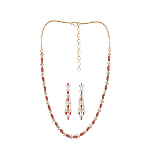 Crimson Pearl Bead Necklace Set