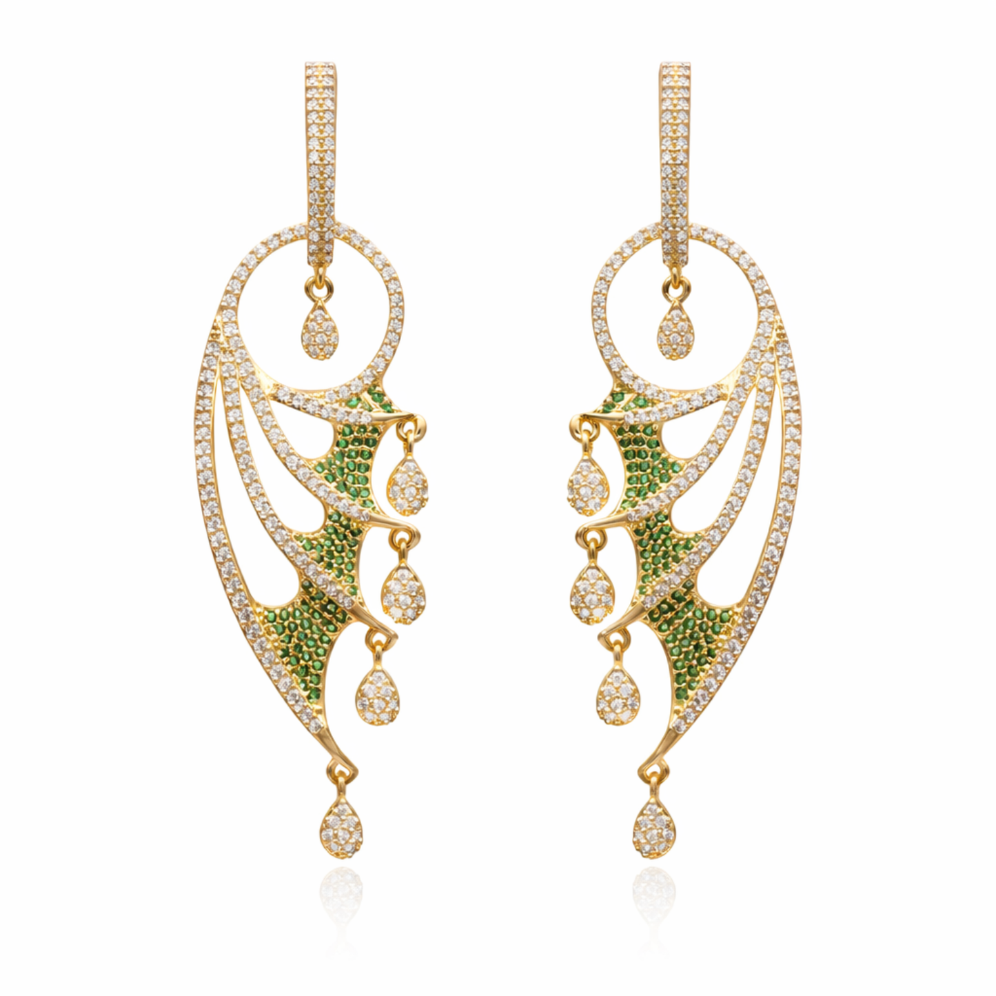 Emerald Green CZ Drop Earrings