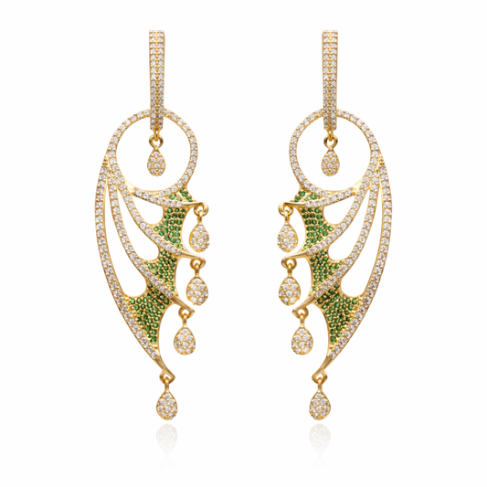 Emerald Green CZ Drop Earrings