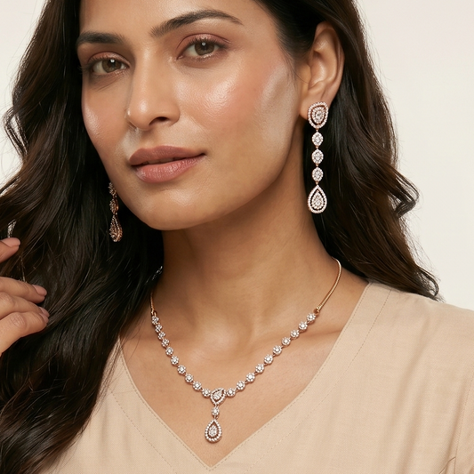 White Pearl Beaded Necklace Set