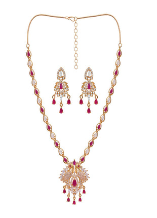 Crimson Red And White Stone Necklace Set By 2wist Designs