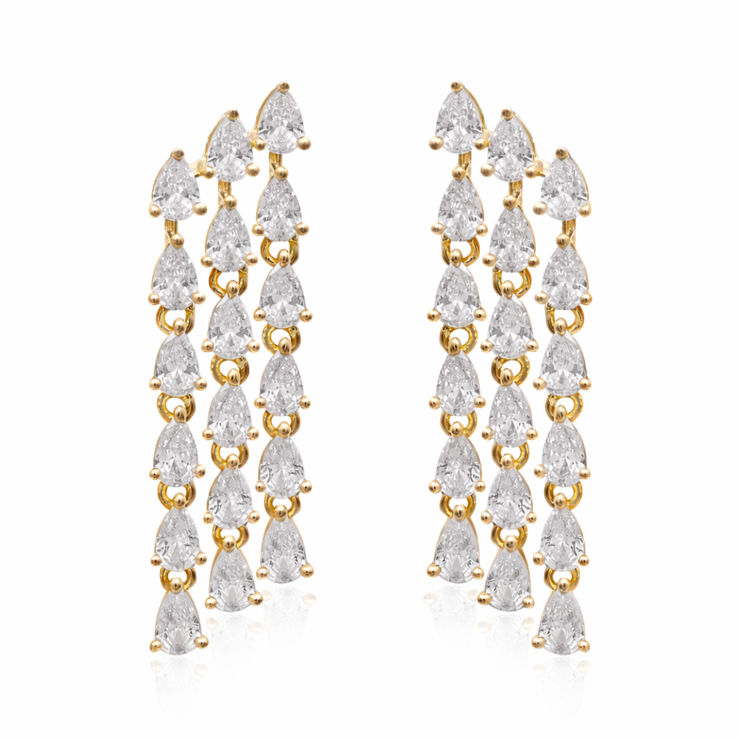 Triple Tier CZ Drop Earrings
