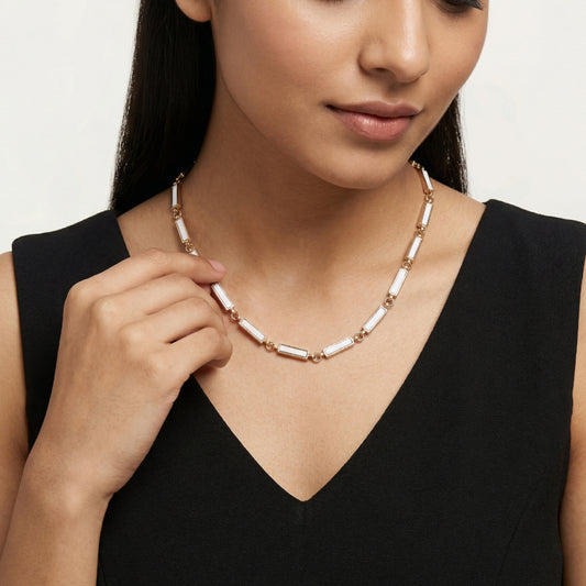 Gold Rectangular Link Necklace