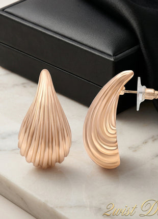 Rose Gold Plated Brass Teardrop Stud Earrings