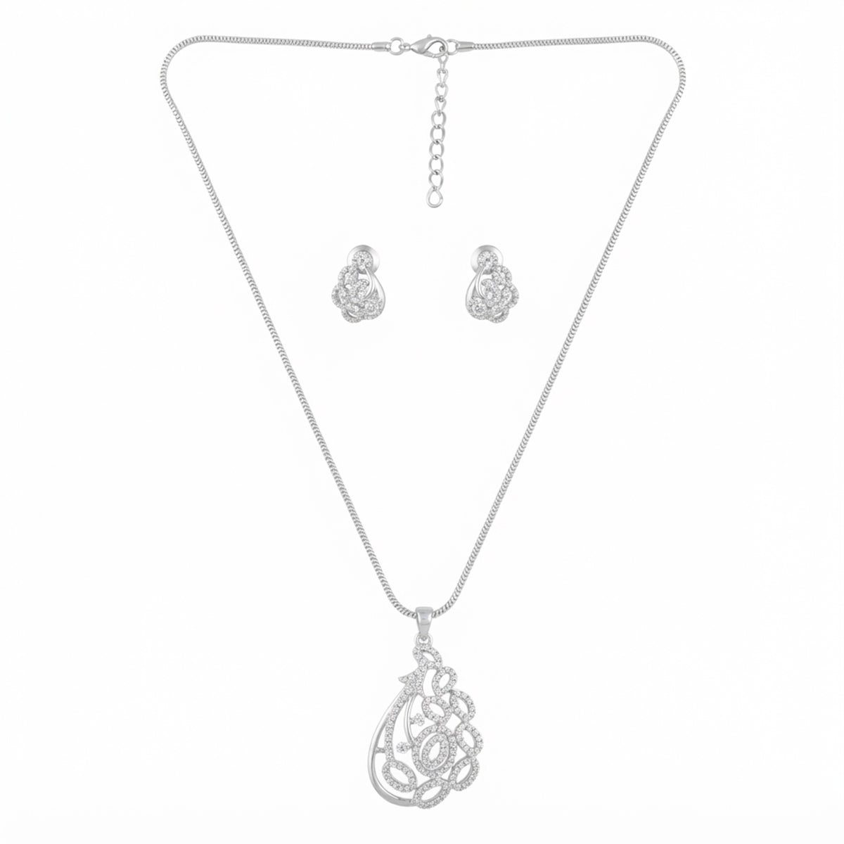 Elegant Filigree Stone Pendant Set
