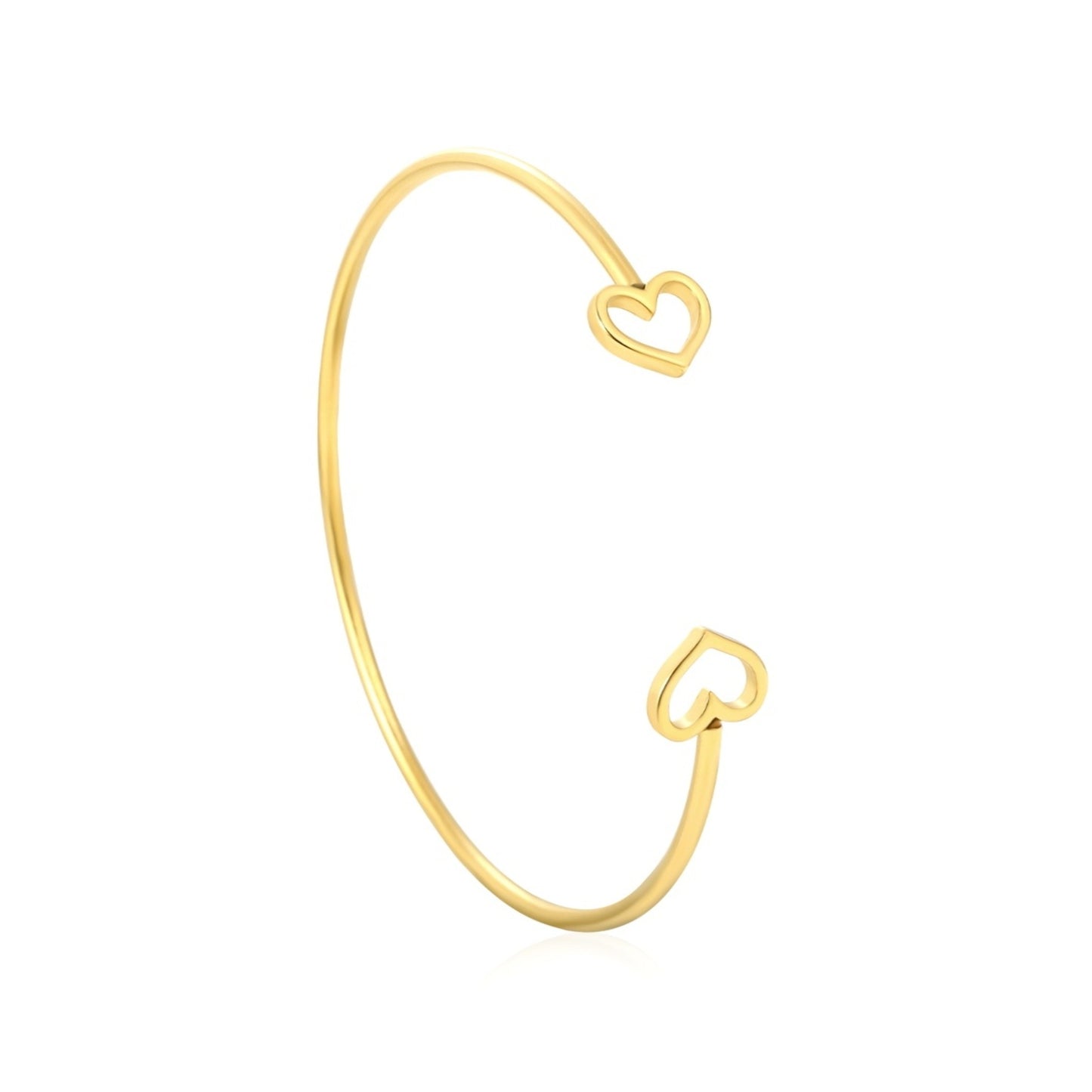 Gold-Tone Heart Motif Adjustable Cuff Bangle