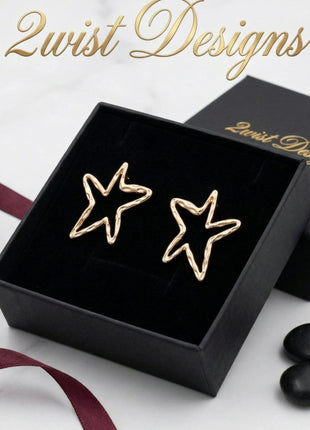 Rose Gold Plated Brass Star Stud Earrings
