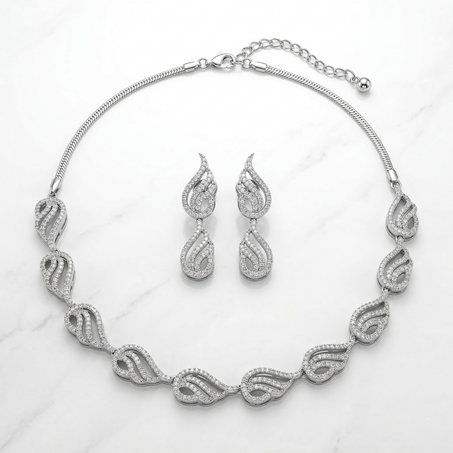 Gold-Tone Linked Oval Stone Necklace Set
