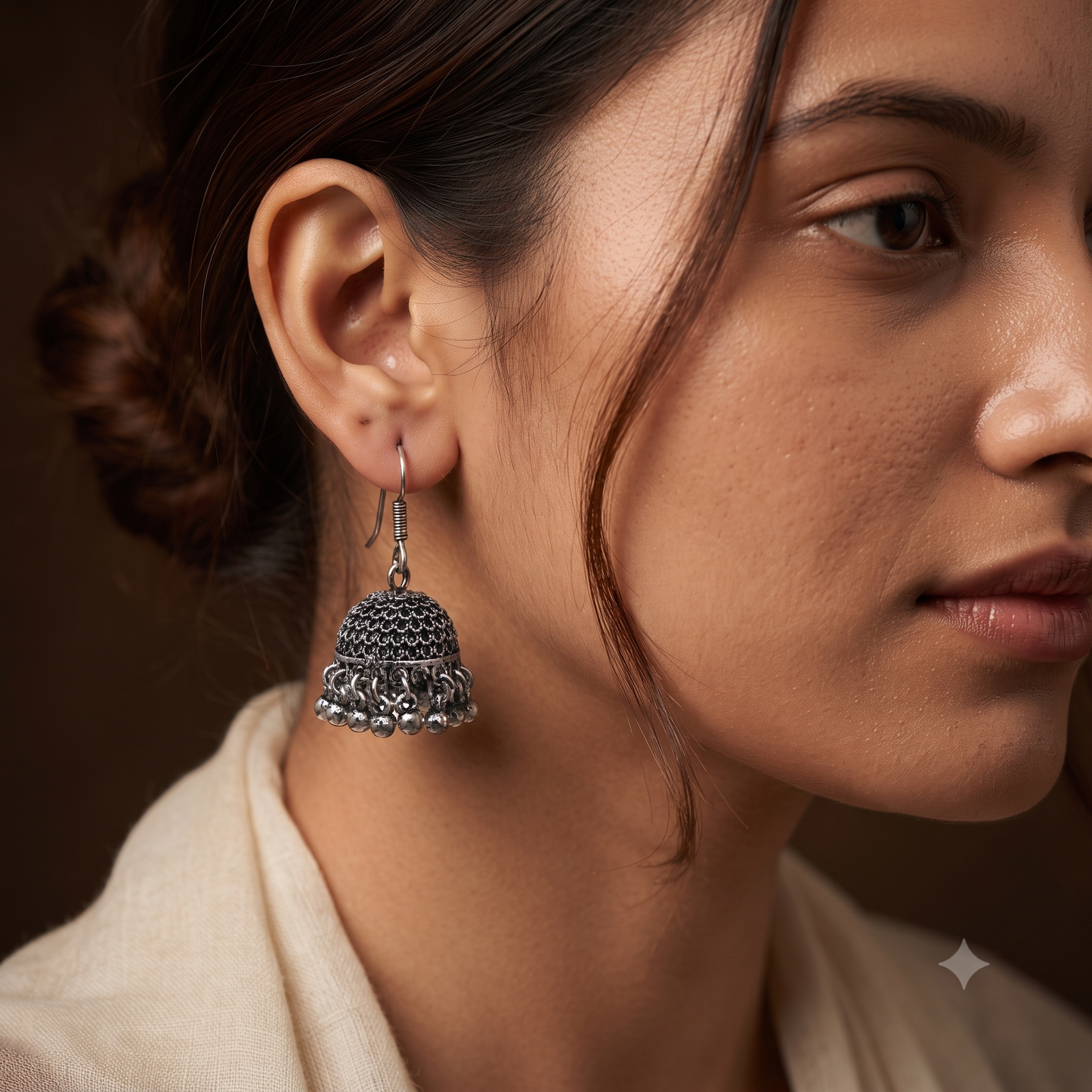 Mini Oxidized Silver Jhumka Earrings
