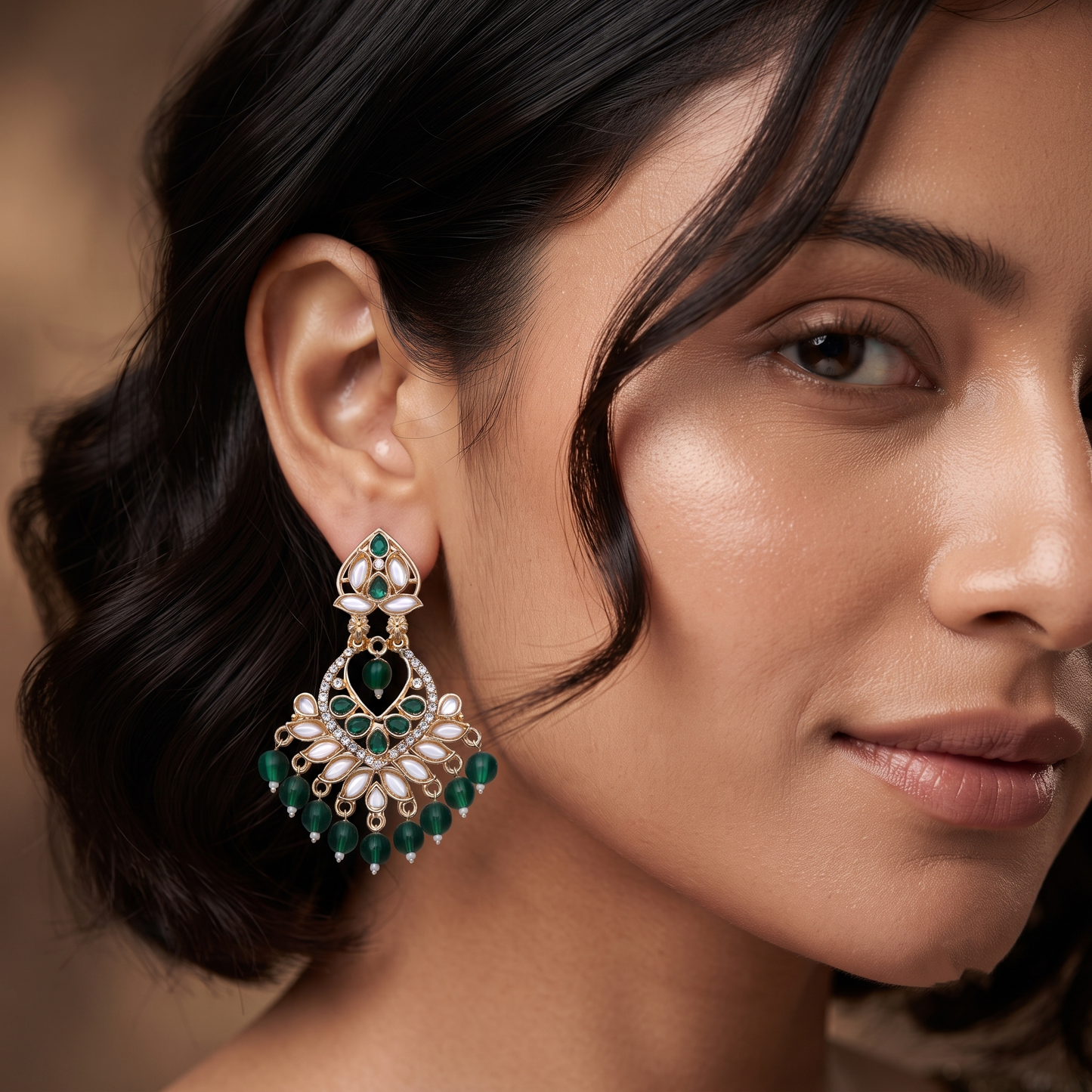 Emerald Green Chandbali Earrings