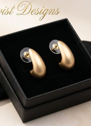 Rose Gold Plated Brass Crescent Hoop Earrings