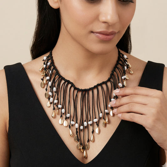 Handcrafted Beaded Fringe Tassel Necklace