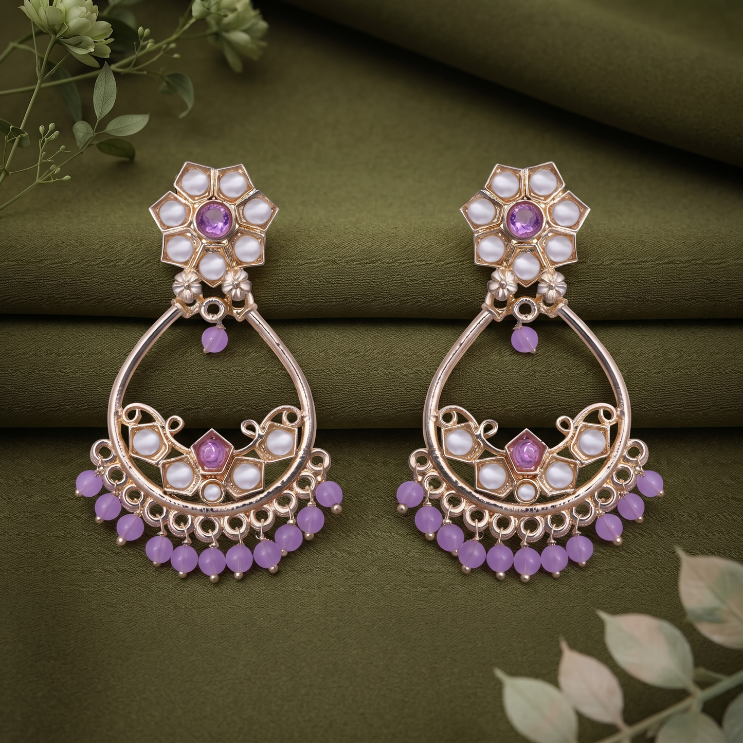 Lavender Stone Accent Earrings