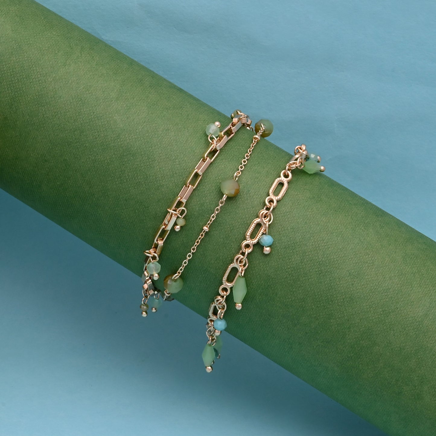 Gold Link Bracelet Set Of 3