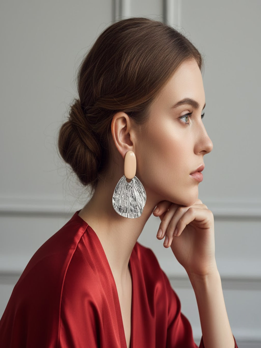 Dual Tone Abstract Petal Earrings