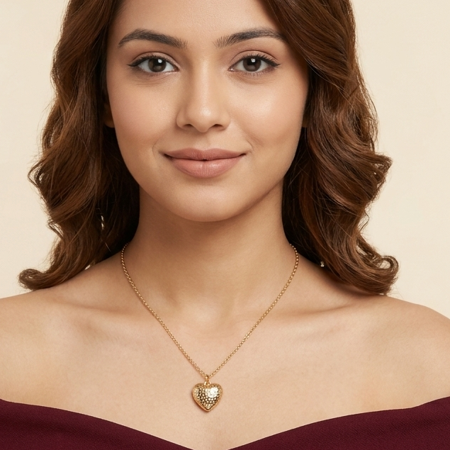 Hammered Heart Pendant Necklace for Women