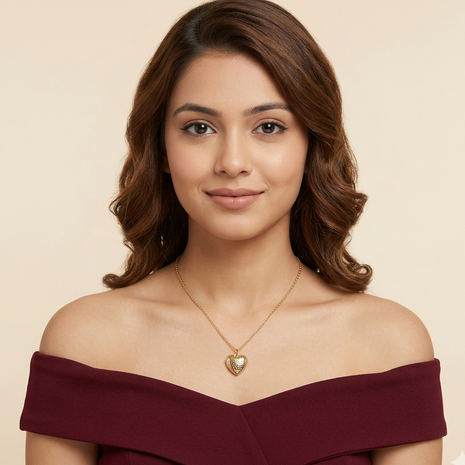 18K Gold Plated Hammered Heart Pendant Necklace for Women