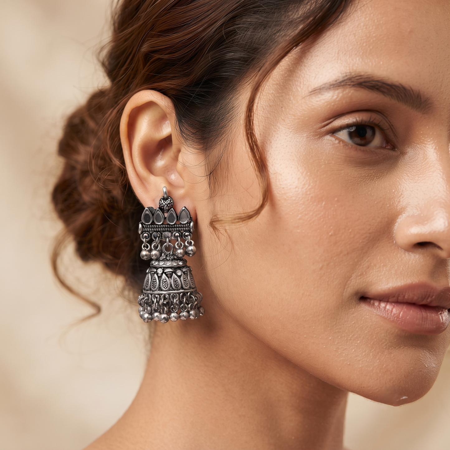 Multi Layer Oxidized Jhumka Earrings