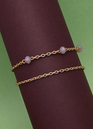 Rose Gold Toned Brass Link Bracelet Set Of 2