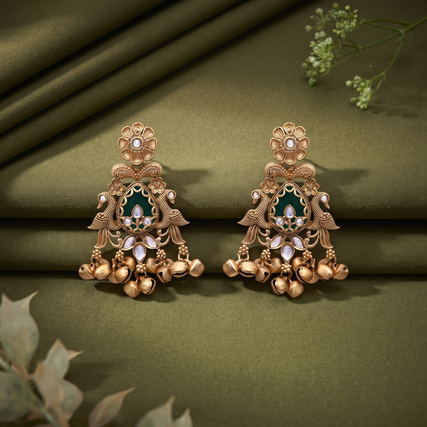 Sky Blue Stone Jhumka Earrings