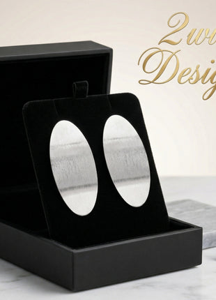 Silver Plated Brass Oval Stud Earrings