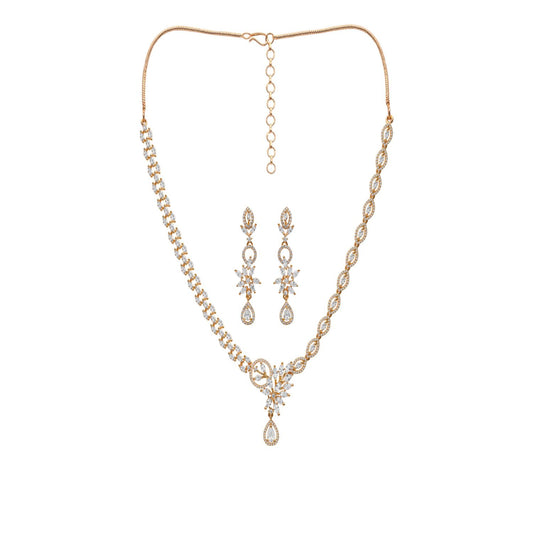 Crimson Red & White Stone Elegant Necklace Set