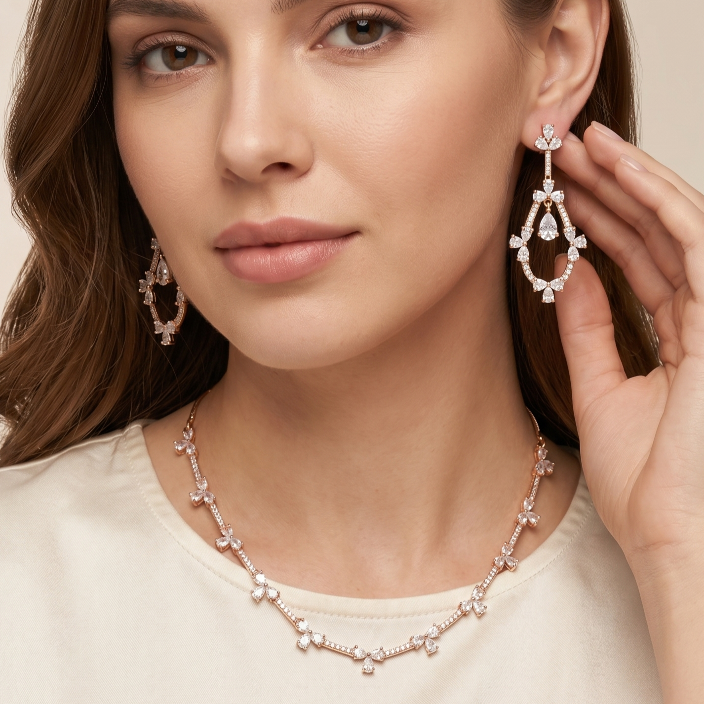 Crimson Red And White Designer Necklace Set