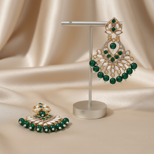 Emerald Green Chandbali Earrings