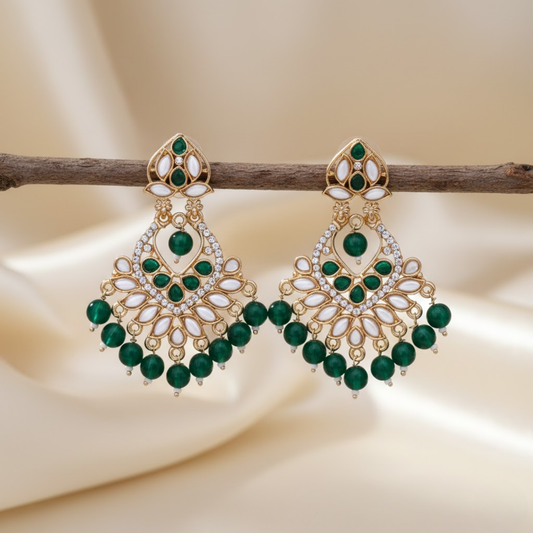 Emerald Green Chandbali Earrings