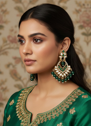 Emerald Green Chandbali Earrings By 2wist Designs