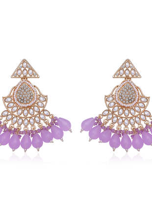 Radiant Triangular Lavender White Stone Earrings By 2wist Designs