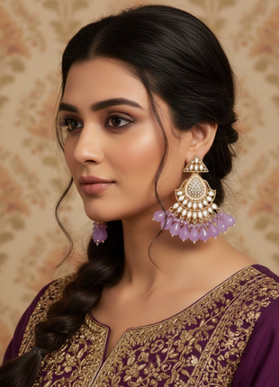 Radiant Triangular Lavender White Stone Earrings By 2wist Designs