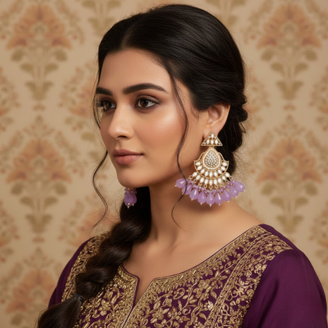 Radiant Triangular Lavender White Stone Earrings By 2wist Designs