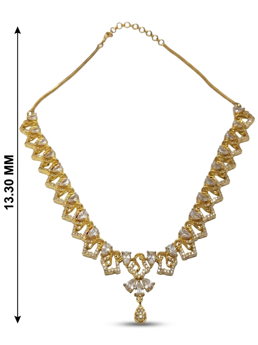 Gold-Tone Geometric Stone Necklace Set