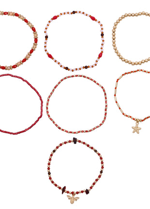 Gold Toned Brass Elasticated Bracelet Set Of 7