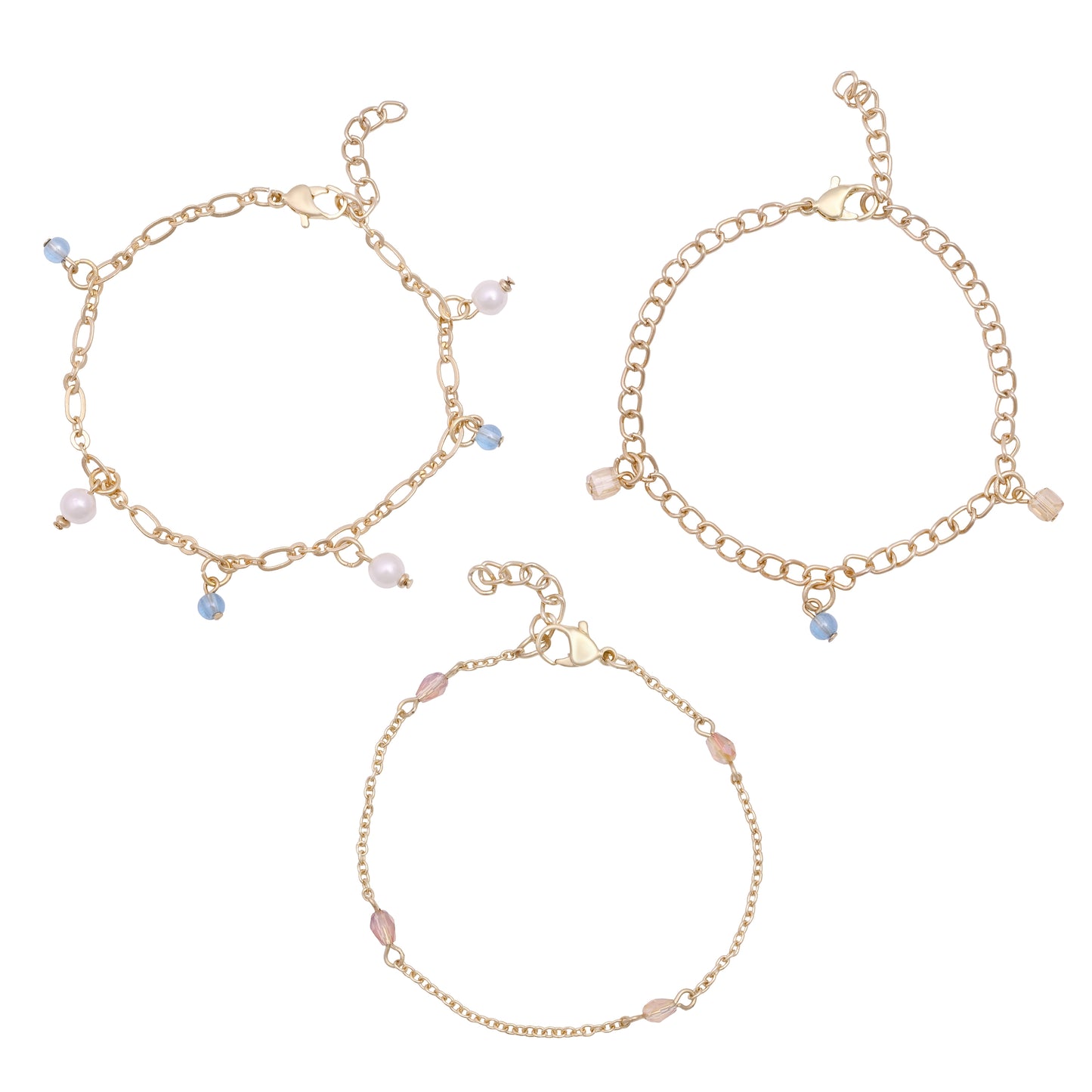 Gold Charm Bracelet Set Of 3